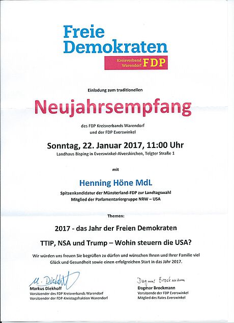 FDP Neujahrsempfang in Alverskirchen